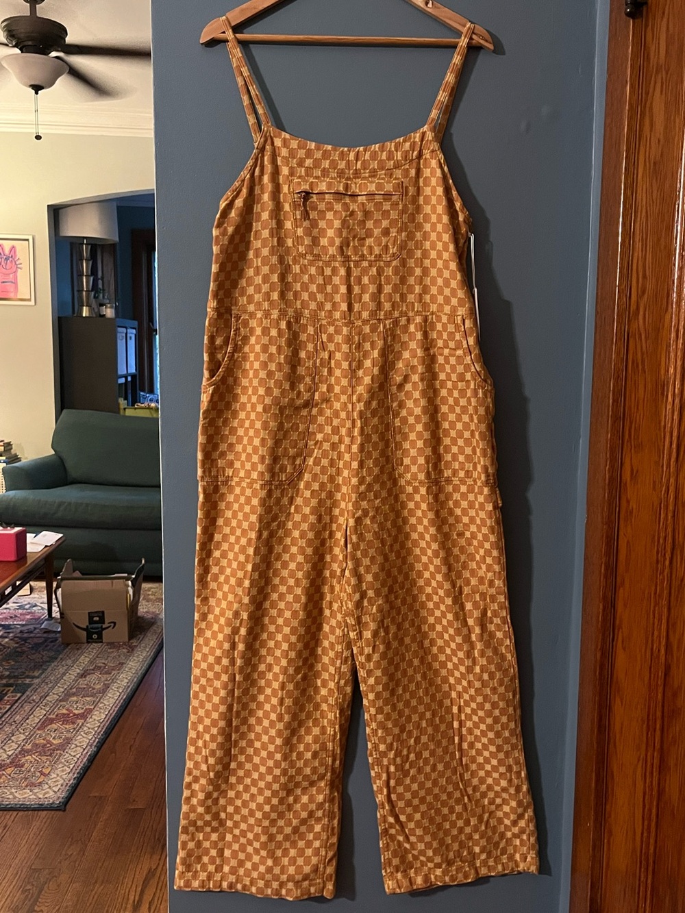 Roark Mustard and Orange Checkered Overalls